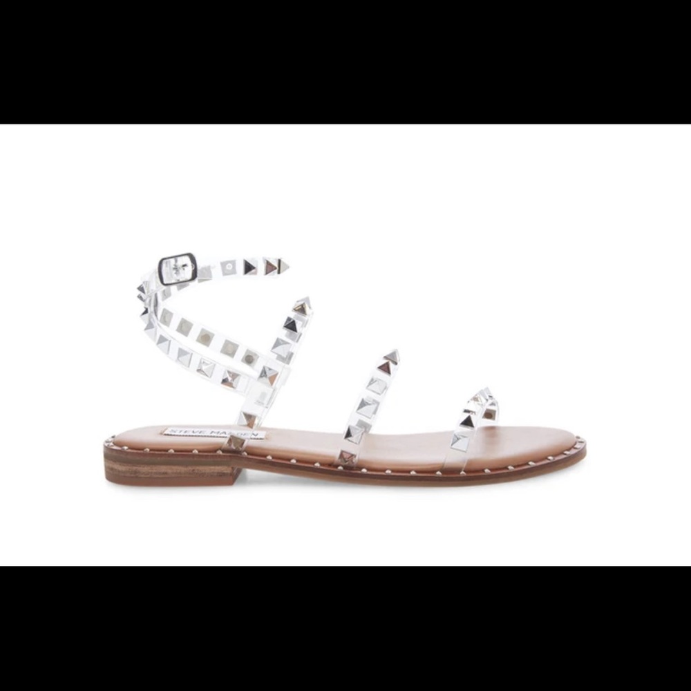 Steve Madden Travel Sandal Rock Stud Clear Ankle Strap - Size 7